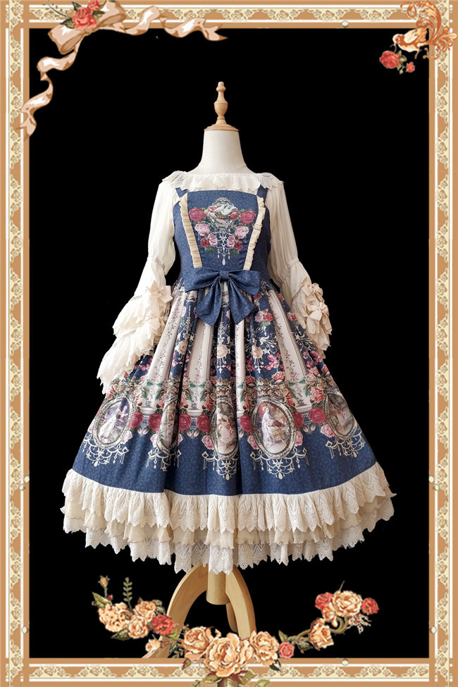 Royal Mural~ Sweet Lolita Printed JSK+Headbow-Ready Made