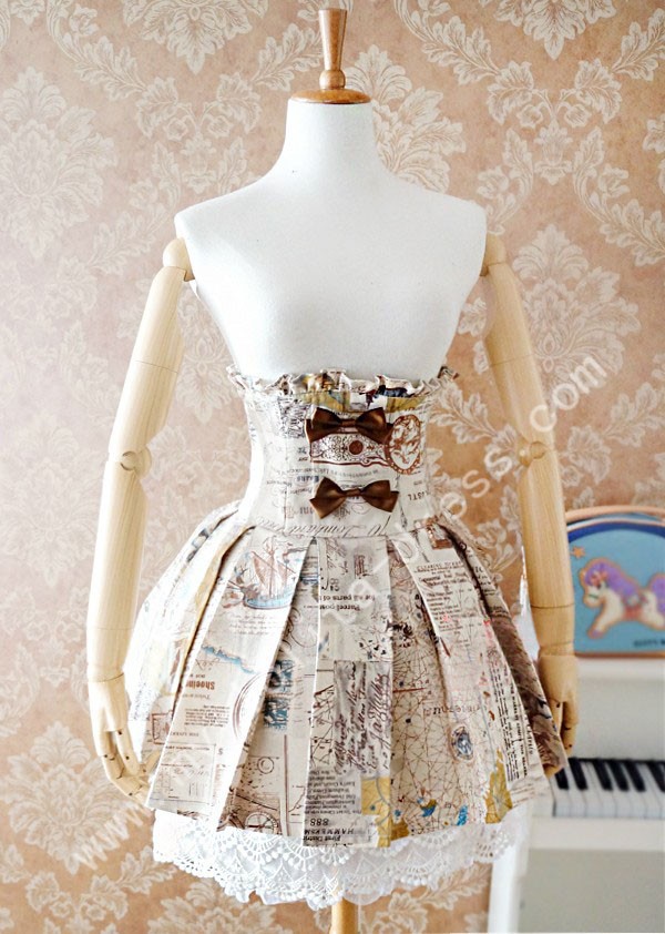 Strawberry Witch High Waist Fishbone Pleated Lolita Skirt