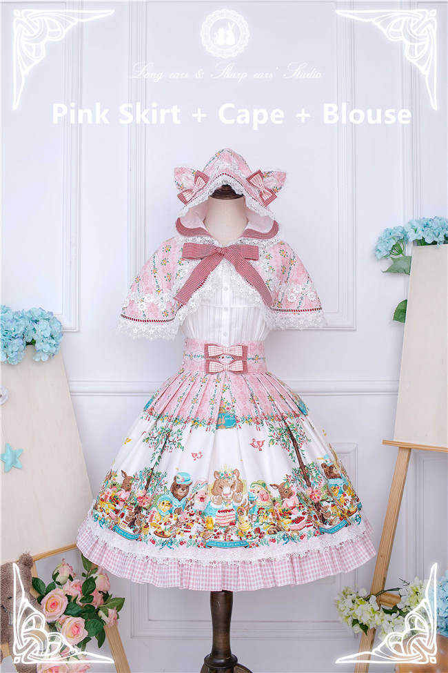 Long Ears & Sharp Ears Lolita ~The Companion In the Forest Lolita Skirt/Cape/Blouse -Ready Made