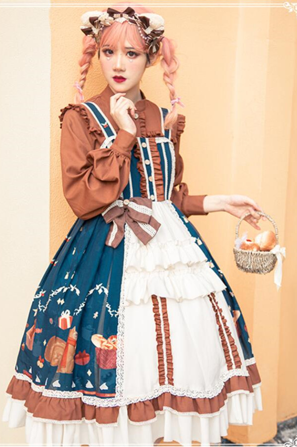 Distant Christmas Front Open Lolita JSK/Blouse