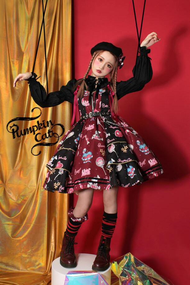 Pumpkin Cat ~Creepy Sugar Lolita JSK/Salopette -Ready Made