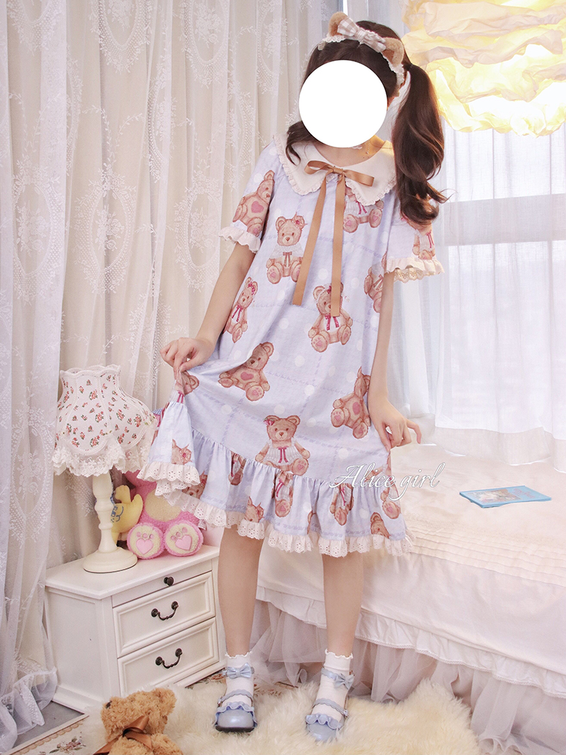 Alice Girl ~Navy Bear Sweet Lolita OP -Pre-order