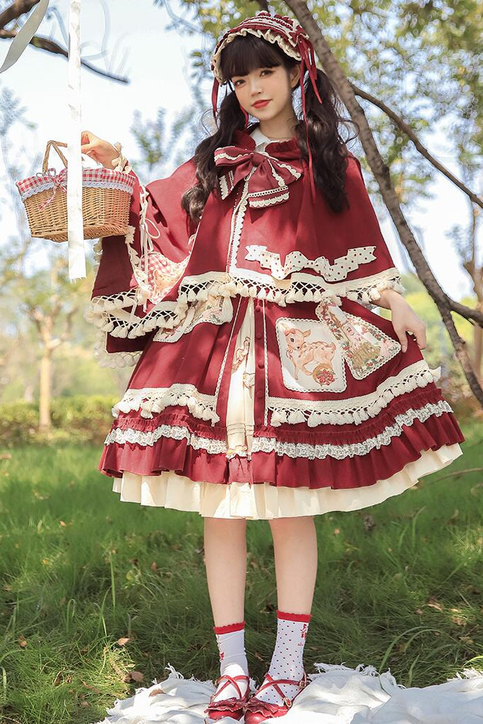 Honey Machine ~Little Red Riding Hood * Delicious Cherry Lolita JSK/Cape -Pre-order