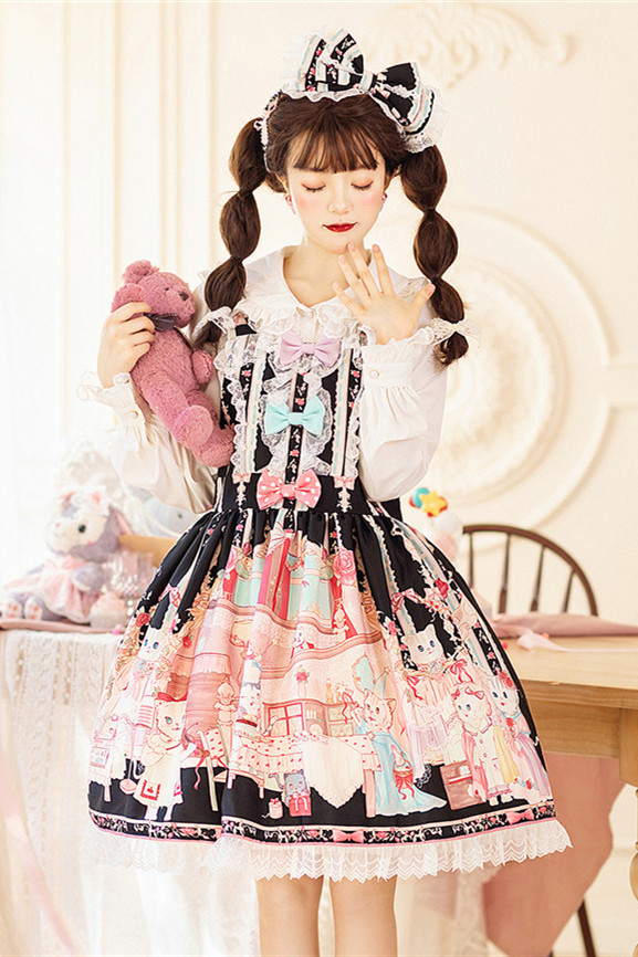 Cat Tea Party Sweet Lolita Salopette