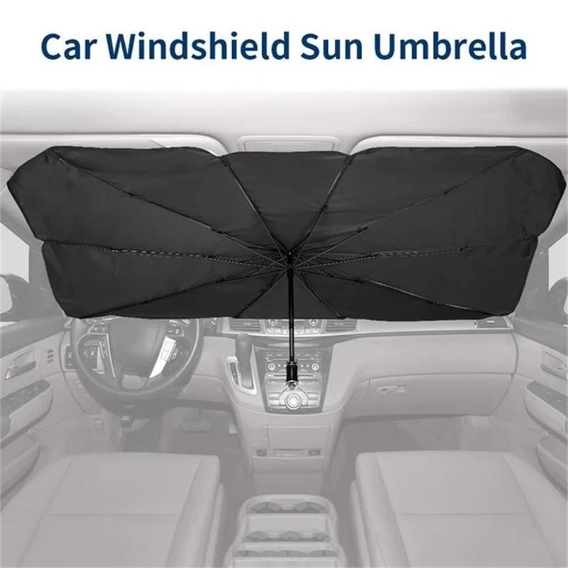 Moonshuttle Umbrella Style Portable Foldable Sunshade Car Windshield Outdoor Storage Dashboard