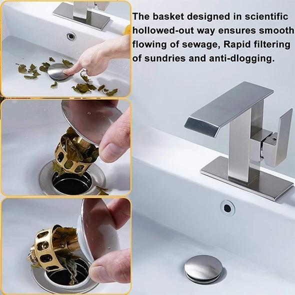 Universal Wash Basin Bounce Drain Filter With Anti-clogging Basket Sink Drainer