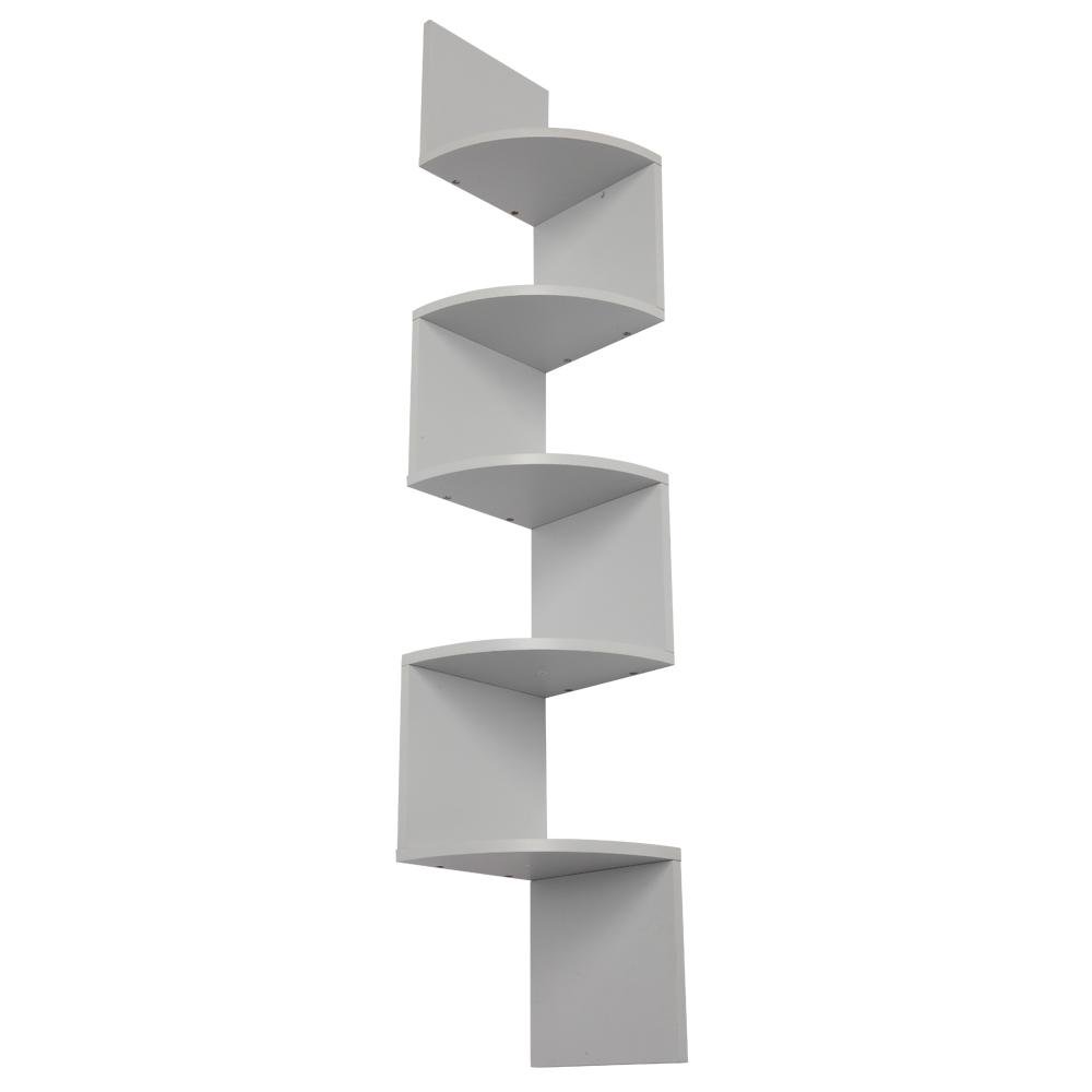 Wood Corner 5 Tiers Wall Shelf Zig Zag Wooden Shelves Wooden Mount Rack Home Furniture Black Chic Floating Wall Mount Molding Ledge Shelves