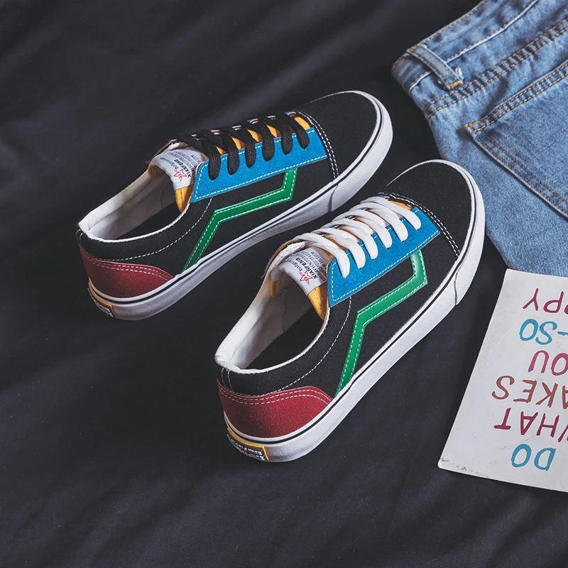 women's fashion casual trend color matching canvas sneakers