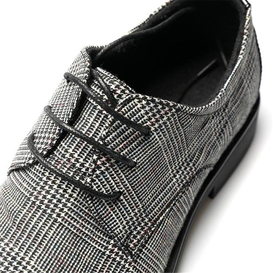 retro genuine leather plaid lace up shoes