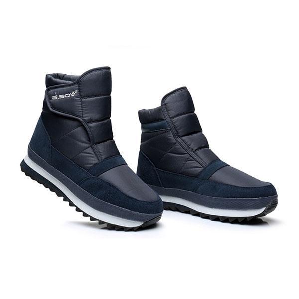 men plush lining waterproof hook loop snow boots