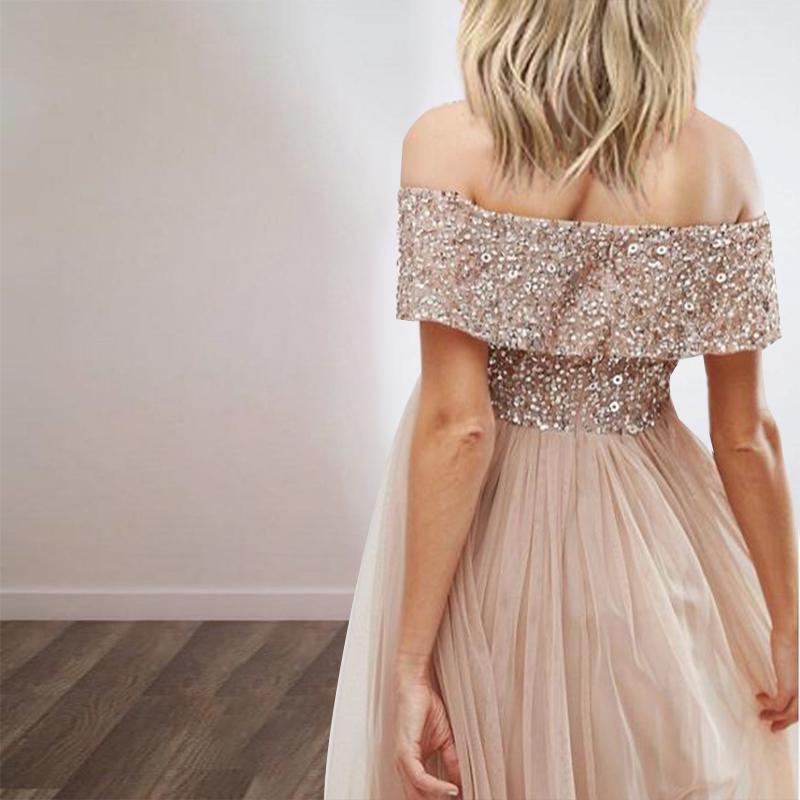 sexy off shoulder sequin evening dress maxi dresses