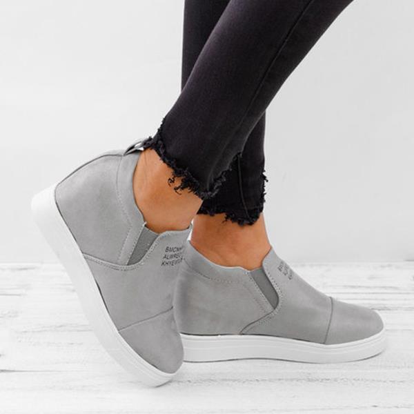 Letter slip on faux suede wedge heel sneakers Clearance