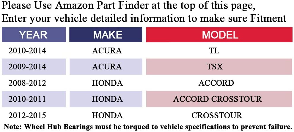 FKG 510095 Front Wheel Bearing fit for 08-13 Honda Accord 09-13 Acura TL 09-14 Acura TSX 10-11 Honda Accord Crosstour 12-13 Honda Crosstour FKG 510095 Front Wheel Bearing fit for 08-13 Honda Accord 09-13 Acura TL 09-14 Acura TSX 10-11 Honda Accord Crosstour 12-13 Honda Crosstour
