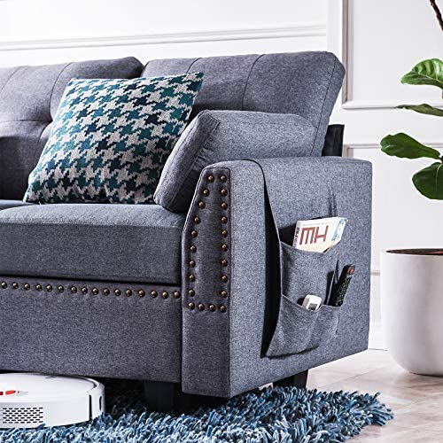 Honbay Reversible Sectional Sofa Couch For Living Room L Shape 4 Seat Sofas Apartment Dark Grey Honbay Reversible Sectional Sofa Couch, Dineli Patio Furniture Sectional Sofa With Gas Fire Pit Table Ou