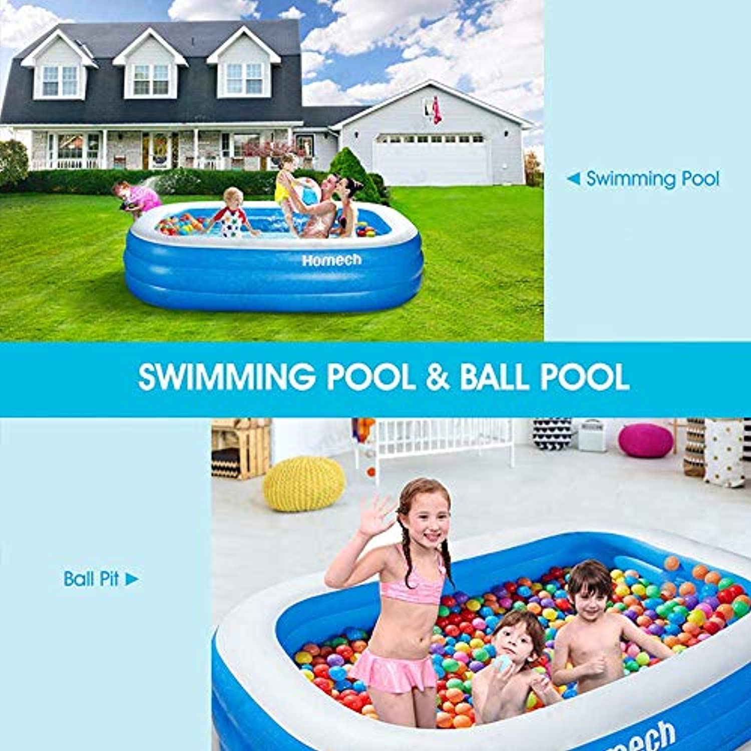 Blow up Kiddie Pool for Family D//71.5 Inflatable Swimming Pool Inflatable Lounge Pool for Kids,Baby,Adult,Inflatable Water Ball Pool for Outdoor,Garden,Backyard Summer Water Party
