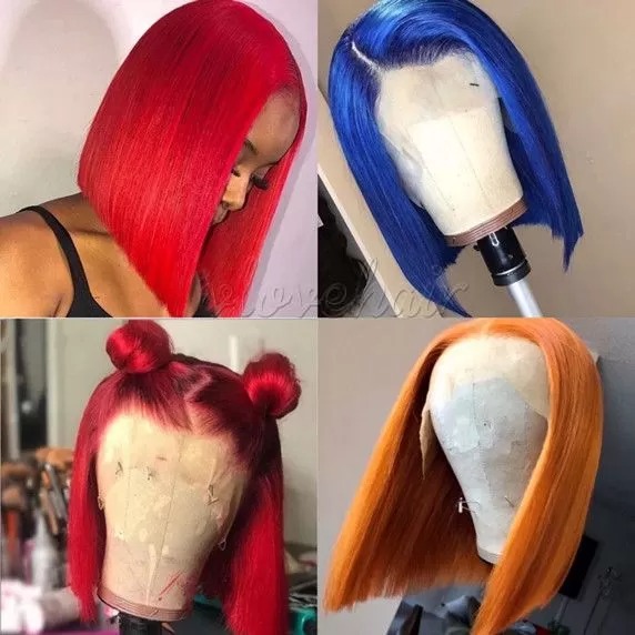 blue red wig