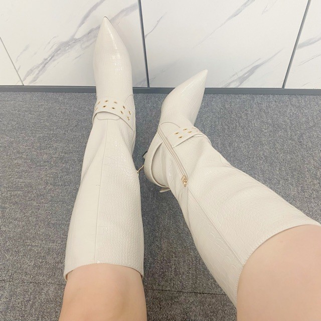 新款外贸跨境2023春秋欧美女式高跟及膝靴