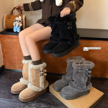加厚保暖 雪地靴，费尔曼冬，超乖毛靴，毛毛靴，温暖暖舒适百搭通勤