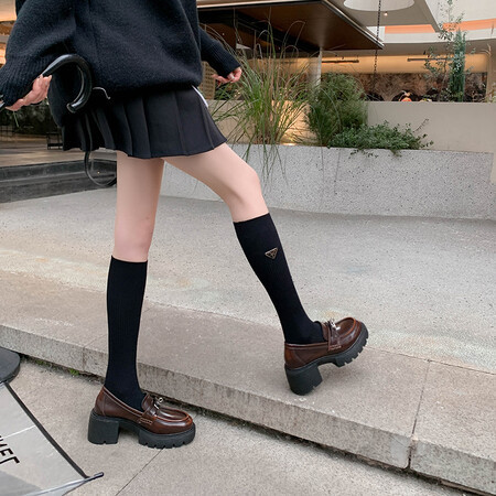 主推锁扣增高粗跟小子个友好单鞋