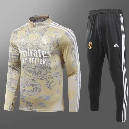 2023/2024 Real Madrid Half-Pull Training Suit Yellow Football Shirt