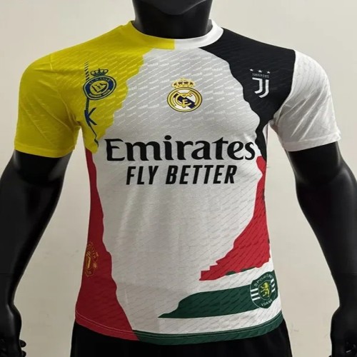 25/26 RMA C-RONALDO Co Branded Edition Player Version Soccer Jersey黄白领