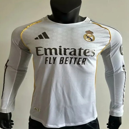 25/26 RMA Home Long Sleeve Player Version Soccer Jersey