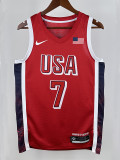 2024 Olympic Game USA DURANT # 7 Red Basketball Jersey
