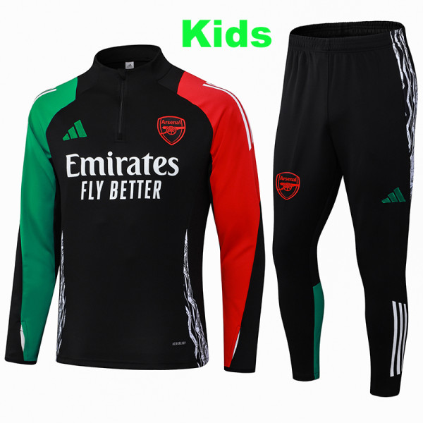 24/25 ARS Black& Green Half Pull Kids Tracksuit (童装/半拉链)