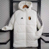 23/24 Belgium White Hooded Cotton Coat Black Edge (黑色边) 棉衣