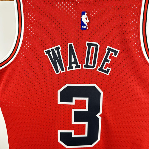16/17 Bulls Wade Red # 3  Heat Pressed Retro NBA Jersey