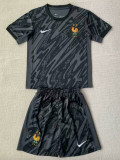 24/25 France Black Goalkeeper Kids Soccer Jersey