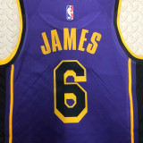 22/23 LAKERS JAMES #6 Purple Top Quality Hot Pressing NBA Jersey (Trapeze Edition)