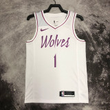 18/19 Timberwolves EDWARDS #1 White Retro Top Quality Hot Pressing NBA Jersey