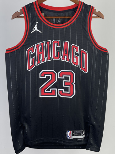 22/23 BULLS JORDAN #23 Black Top Quality Hot Pressing NBA Jersey (Trapeze Edition) 飞人版