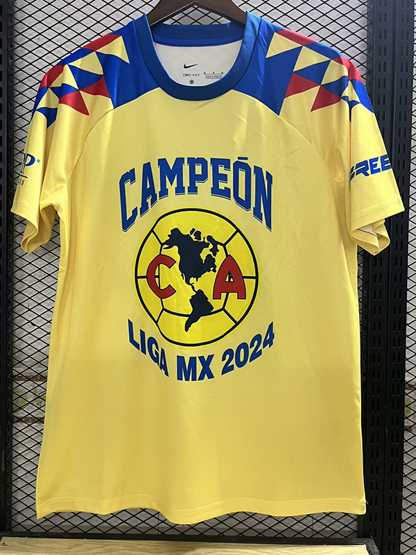 2024 Club America Champion Yellow T-shirt (胸前C A字)