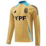 24/25 Argentina Mud Yellow  Half Pull Tracksuit (半拉链、泥黄色）