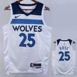 22/23 Timberwolves ROSE #25 White Top Quality Hot Pressing NBA Jersey