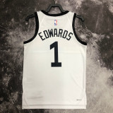 22/23 TIMBERWOLVES EDWARDS #1 White City Edition Top Quality Hot Pressing NBA Jersey