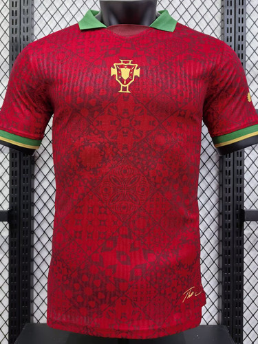 25/26 Portugal Red Grid Special Edition Player Version Soccer Jersey