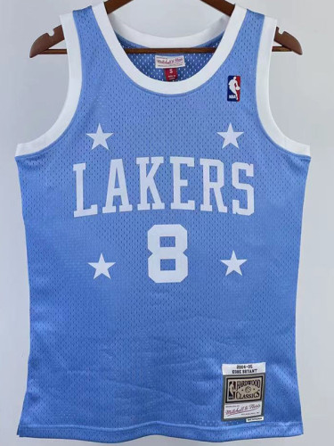 2004/05 LAKERS BRYANT #8 Sky Blue Retro Top Quality Hot Pressing NBA Jersey(圆领）