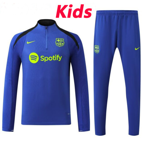 24/25 BAR Blue Blue  Kids Half Pull Tracksuit  (童装、半拉链)