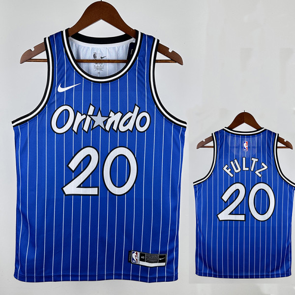 18/19 Magic Fultz #20 Retro Striped Blue Top Quality Hot Pressing NBA Jersey 复古 条纹蓝色