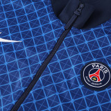 24/25 PSG  Blue Grid Pattern Jacket Tracksuit(02)