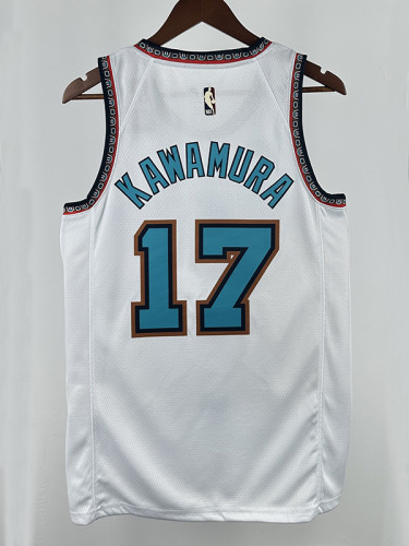 24/25 Grizzlies KAWAMURA #17 White Retro Top Quality Hot Pressing NBA Jersey