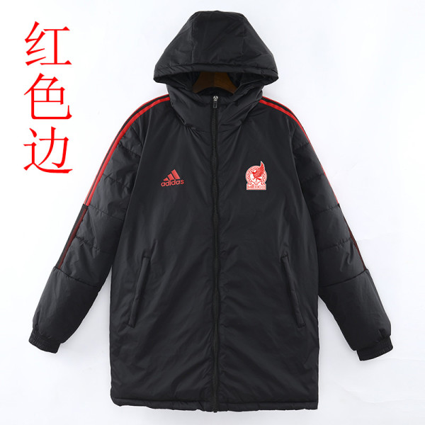 22/23 Mexico Black Hooded Cotton Coat Red Edge (红色边) 棉衣