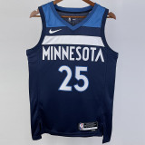 22/23 Timberwolves ROSE #25 Blue Top Quality Hot Pressing NBA Jersey