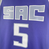 23/24 KINGS FOX #5 Purple Away Top Quality Hot Pressing NBA Jersey(V领）