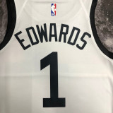 22/23 TIMBERWOLVES EDWARDS #1 White City Edition Top Quality Hot Pressing NBA Jersey