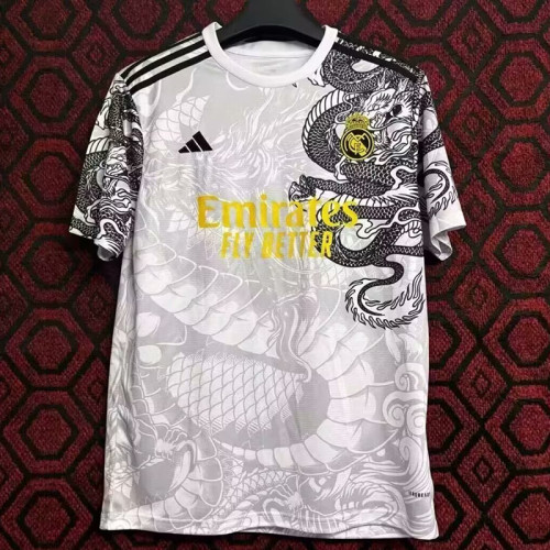 24/25 RMA White （Black Dragon Pattern） Training Shirts（肩黑龙纹）