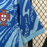 2024 Portugal Goalkeeper Blue  Fans Soccer Jersey